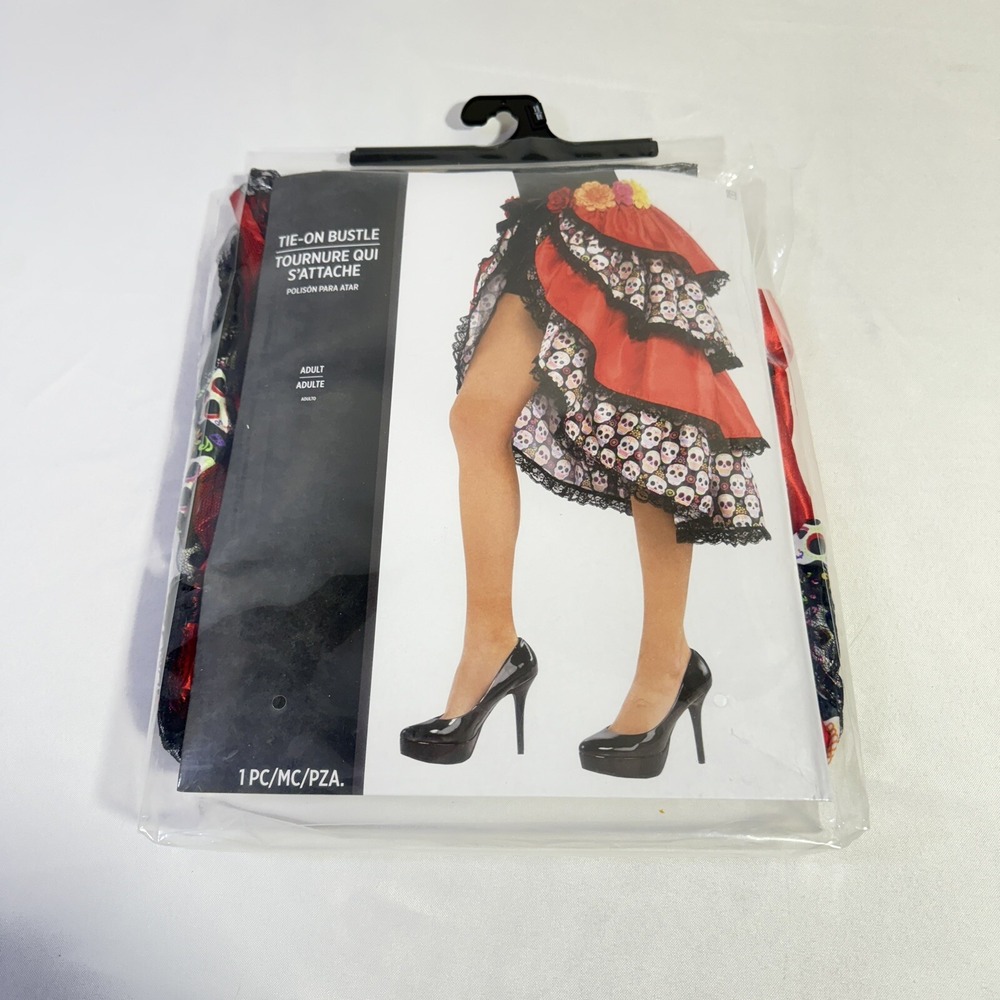 NEW Day Of The Dead Tie On Bustle Women's Standard‎ Halloween Party Costume